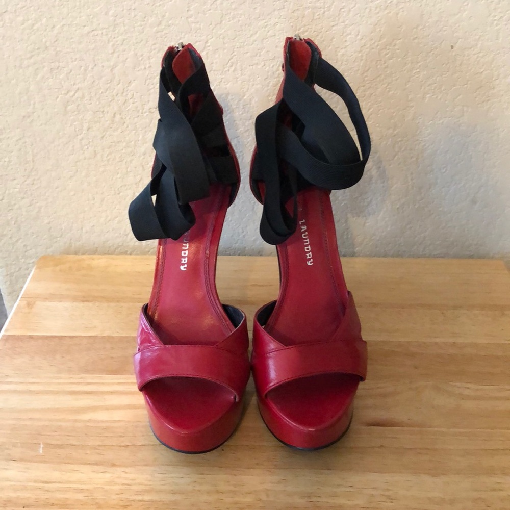 Red and black leather heels